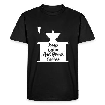Funny Manual Coffee Grinder Coffee Beans - Men's Premium Organic T-Shirt - black - Front - Nico (187cm)