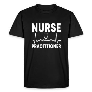 Rythme cardiaque d’infirmière stéthoscope - T-shirt Premium bio Homme - noir - Devant - Nico (187cm)