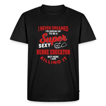 Humour d’infirmière instructrice - T-shirt Premium bio Homme - noir - Devant - Nico (187cm)