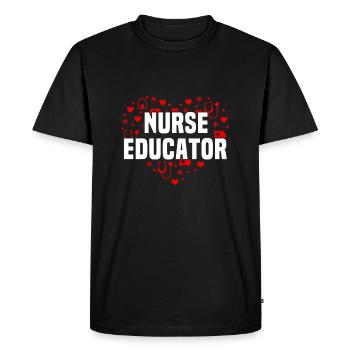 Infirmière instructrice - T-shirt Premium bio Homme - noir - Devant - Nico (187cm)