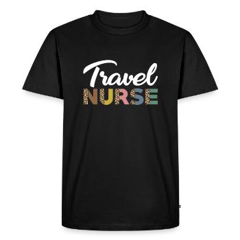 Cute Travel Nurse Leopard Print - Men's Premium Organic T-Shirt - black - Front - Nico (187cm)