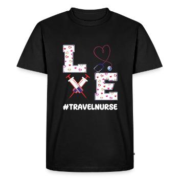 Tenue de soins de travail temporaire Saint-Valentin - T-shirt Premium bio Homme - noir - Devant - Nico (187cm)