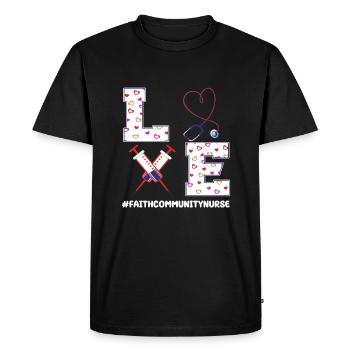 Idée cadeau d’infirmière communautaire - T-shirt Premium bio Homme - noir - Devant - Nico (187cm)