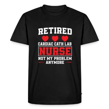 Infirmière à la retraite du laboratoire de cathétérisme cardiaque - T-shirt Premium bio Homme - noir - Devant - Nico (187cm)