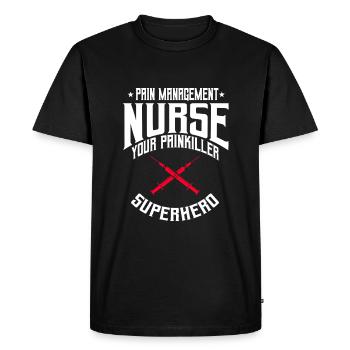 Infirmière en thérapie de la douleur Super-héroïne - T-shirt Premium bio Homme - noir - Devant - Nico (187cm)