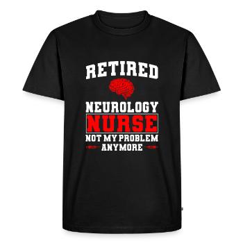 Infirmière en neurologie à la retraite - T-shirt Premium bio Homme - noir - Devant - Nico (187cm)
