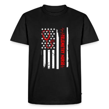 USA Flag Telemetry Nurse America - Men's Premium Organic T-Shirt - black - Front - Nico (187cm)