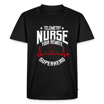 Funny telemetry nurses saying - Men's Premium Organic T-Shirt - black - Front - Nico (187cm)