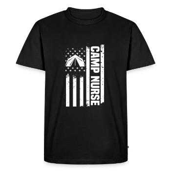 Camp Nurse USA Flag Amérique - T-shirt Premium bio Homme - noir - Devant - Nico (187cm)