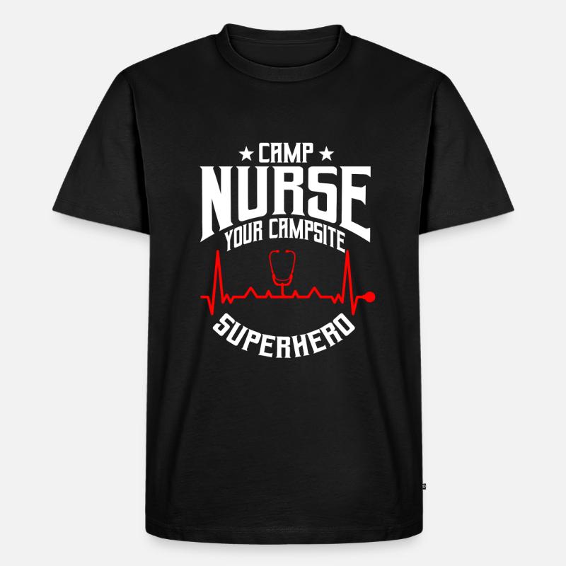 Camping Krankenschwester Superheld - Männer Premium Bio T-Shirt - Schwarz