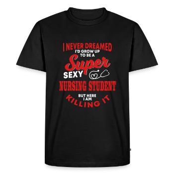 Funny nursing student who - Men's Premium Organic T-Shirt - black - Front - Nico (187cm)