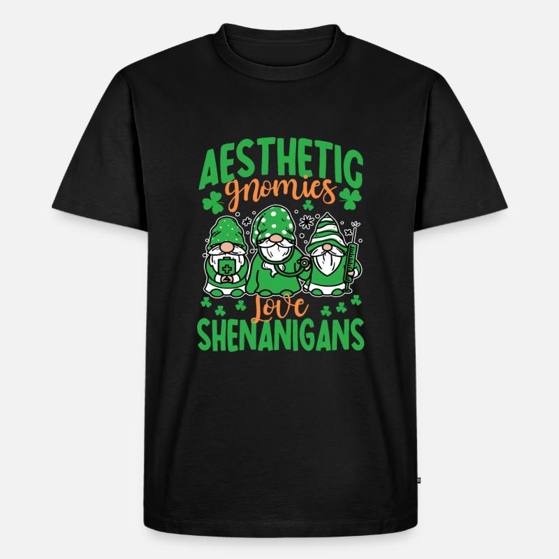 Ästhetische Zwerge St. Patrick's Day - Männer Premium Bio T-Shirt - Schwarz