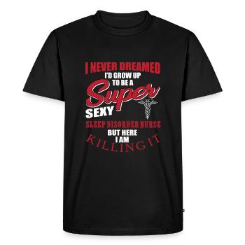 Dicton d’une infirmière de laboratoire du sommeil - T-shirt Premium bio Homme - noir - Devant - Nico (187cm)