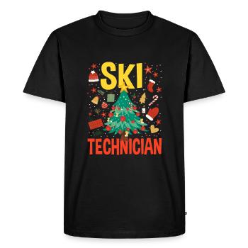 Ski Technician Christmas Tree Costume - Men's Premium Organic T-Shirt - black - Front - Nico (187cm)