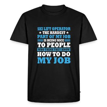 Drôle d’opérateur de remontée mécanique Cadeau Télésiège - T-shirt Premium bio Homme - noir - Devant - Nico (187cm)
