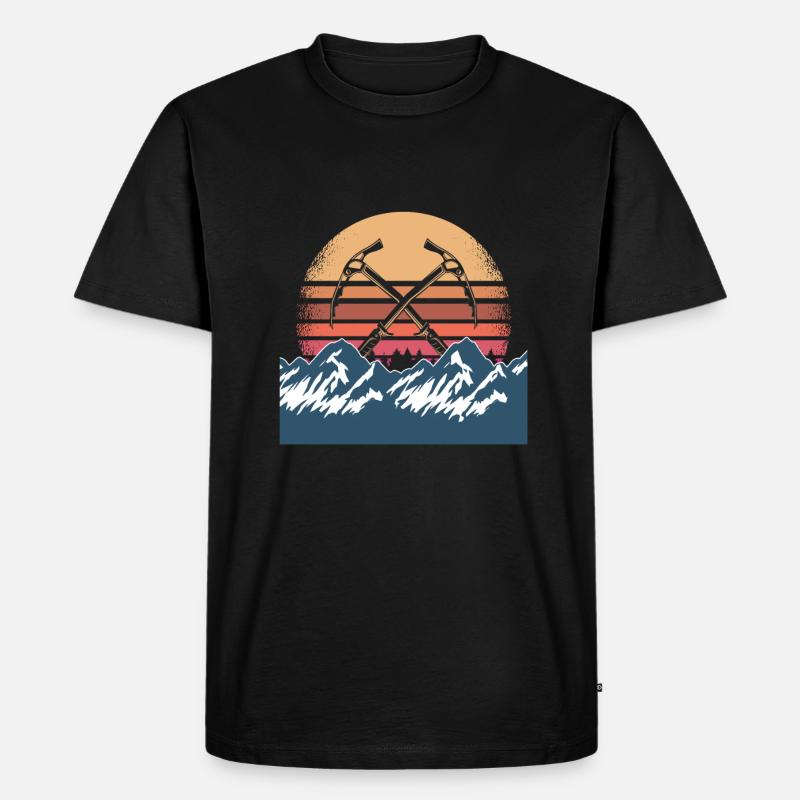 Retro Eisklettern Design - Männer Premium Bio T-Shirt - Schwarz