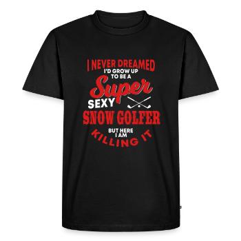Funny Snow Golfer Humor Winter Golf - Men's Premium Organic T-Shirt - black - Front - Nico (187cm)