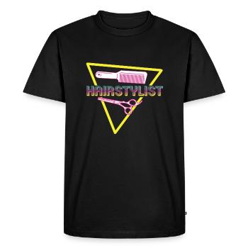 80s Hairstylist Retro Outfit Haircut - Men's Premium Organic T-Shirt - black - Front - Nico (187cm)