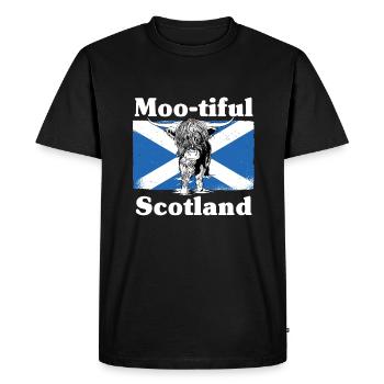 Moo-tiful - Scotland - Men's Premium Organic T-Shirt - black - Front - Nico (187cm)