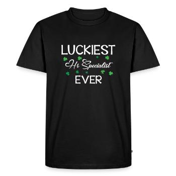 Le spécialiste des ressources humaines le plus heureux de tous les temps - T-shirt Premium bio Homme - noir - Devant - Nico (187cm)