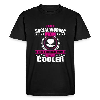 Drôle de maman travailleuse sociale - T-shirt Premium bio Homme - noir - Devant - Nico (187cm)