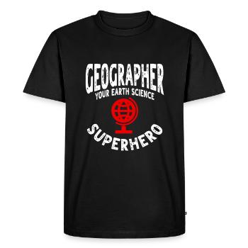 Funny Geographer Design - Men's Premium Organic T-Shirt - black - Front - Nico (187cm)