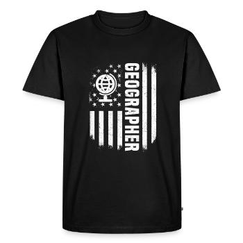 USA Flag Geographer America Geography - Men's Premium Organic T-Shirt - black - Front - Nico (187cm)