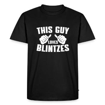 This guy loves blintzes - Men's Premium Organic T-Shirt - black - Front - Nico (187cm)