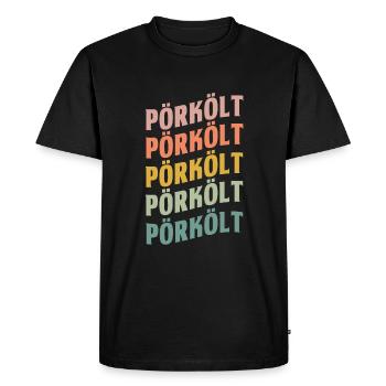 Pörkölt lettering - Men's Premium Organic T-Shirt - black - Front - Nico (187cm)