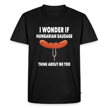 Drôle de dicton de saucisse hongroise - T-shirt Premium bio Homme - noir - Devant - Nico (187cm)