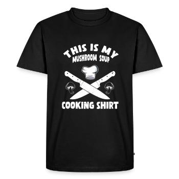 Soupe aux champignons - T-shirt Premium bio Homme - noir - Devant - Nico (187cm)