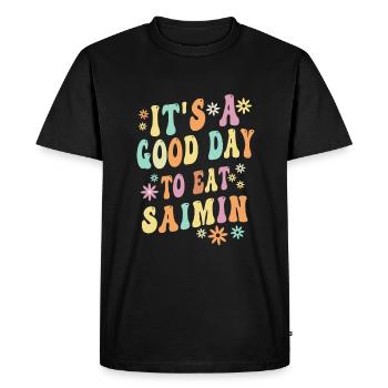 Saimin Spell - Men's Premium Organic T-Shirt - black - Front - Nico (187cm)