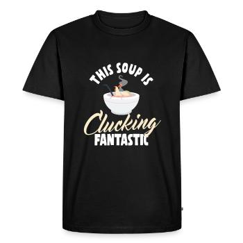 Soupe au poulet et aux nouilles Jeu de mots - T-shirt Premium bio Homme - noir - Devant - Nico (187cm)