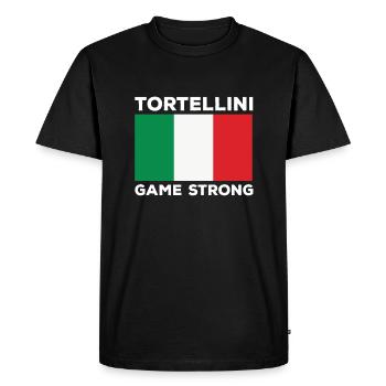 Tortellini Game Strong - Men's Premium Organic T-Shirt - black - Front - Nico (187cm)