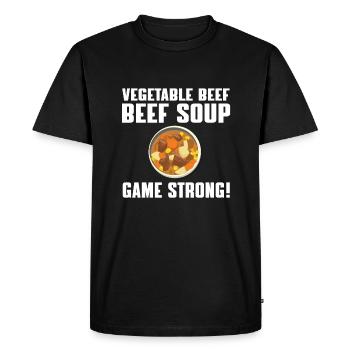Soupe de légumes au bœuf Game Strong - T-shirt Premium bio Homme - noir - Devant - Nico (187cm)