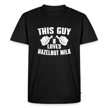 This guy loves hazelnut milk - Men's Premium Organic T-Shirt - black - Front - Nico (187cm)