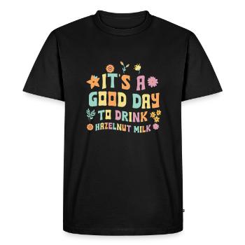 Lait de noisette - T-shirt Premium bio Homme - noir - Devant - Nico (187cm)