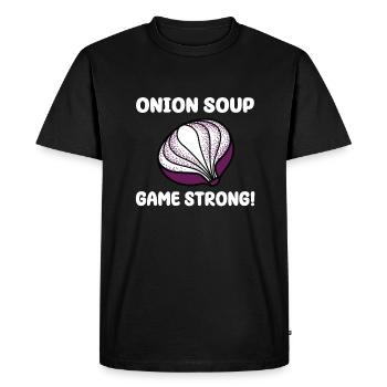 Onion Soups Game Strong - Men's Premium Organic T-Shirt - black - Front - Nico (187cm)