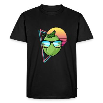 Retro Kokosnuss Design - Männer Premium Bio T-Shirt - Schwarz - Vorne - Nico (187cm)