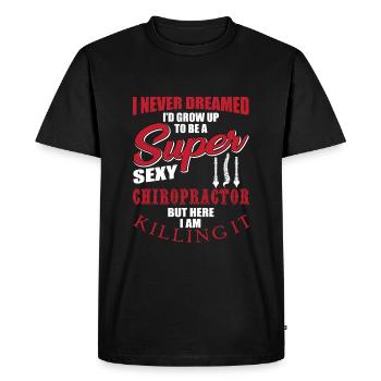 Réhabilitation après chiropraticien chemise d’humour - T-shirt Premium bio Homme - noir - Devant - Nico (187cm)