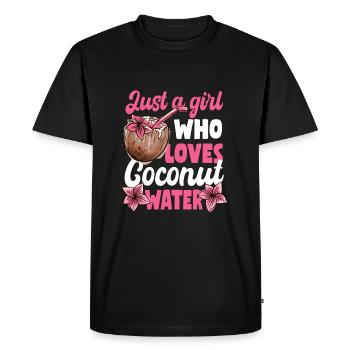 Just a girl who loves coconut water. - Men's Premium Organic T-Shirt - black - Front - Nico (187cm)