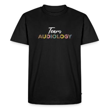 Team Audiology - Men's Premium Organic T-Shirt - black - Front - Nico (187cm)
