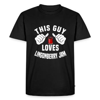This guy loves cranberries - Men's Premium Organic T-Shirt - black - Front - Nico (187cm)