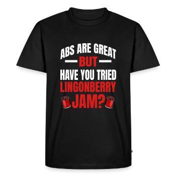 Humor for Swedish cranberry jam - Men's Premium Organic T-Shirt - black - Front - Nico (187cm)