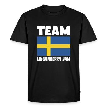 Cranberry Jam Team - Men's Premium Organic T-Shirt - black - Front - Nico (187cm)