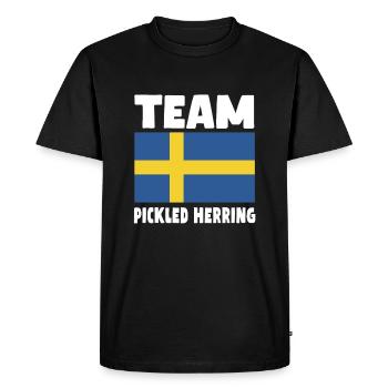 Hareng mariné drapeau suédois - T-shirt Premium bio Homme - noir - Devant - Nico (187cm)