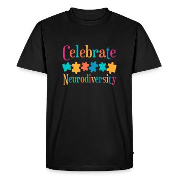 Celebrate neurodiversity - Men's Premium Organic T-Shirt - black - Front - Nico (187cm)