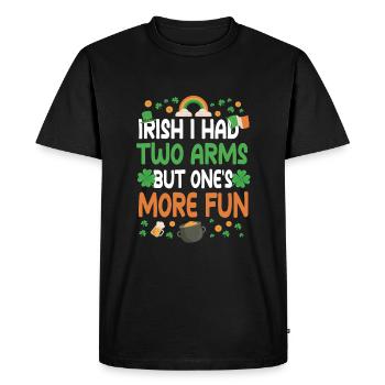 Amputé d’un bras le jour de la Saint-Patrick - T-shirt Premium bio Homme - noir - Devant - Nico (187cm)