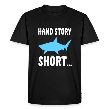 Histoire d’un requin amputé de la main - T-shirt Premium bio Homme - noir - Devant - Nico (187cm)