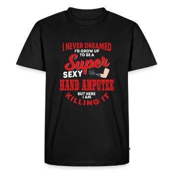 T-shirt amputé à la main drôle - T-shirt Premium bio Homme - noir - Devant - Nico (187cm)